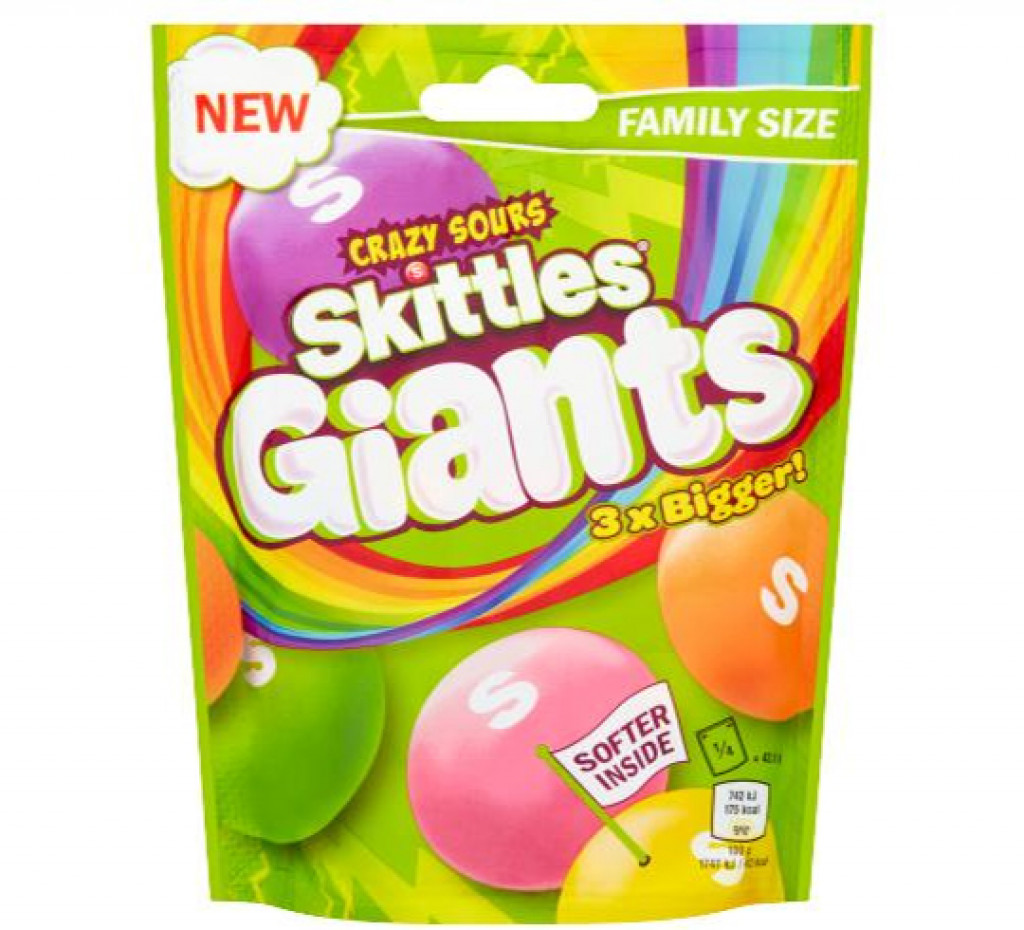 Продуктовый Интернет-магазин MAGNIT.TJ — Драже Skittles Giants Кислые  сладости (внутри мягче) 170 г